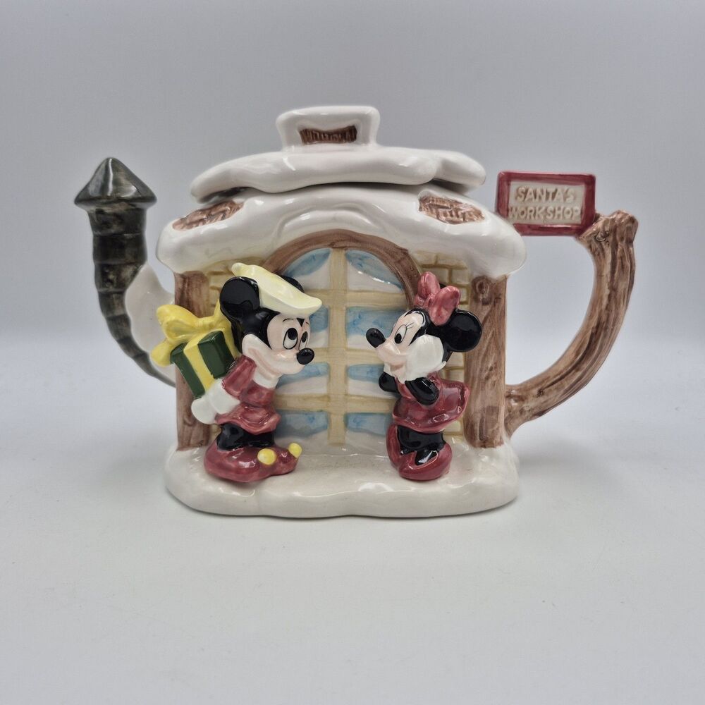 Vintage Disney Christmas “Santa's Workshop” Mickey and Minnie Holiday Teapot